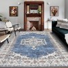 Vintage Floral Rugs for Living Room Bedroom Persian Area Rug Medallion Low Pile Non-Slip Carpet - 2 of 4