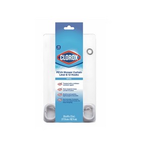 Clorox 70 in. H X 72 in. W White Shower Curtain W/Hooks PEVA - 1 of 1