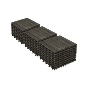 Syemin Carpet Tiles 30 PCS Garden Patio Floor Tiles, Square Outdoor Flooring for Patio, Pool Side, Composite Interlocking Deck, Brown, 12"*12"*0.75" - 1 of 4