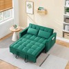 KWPZQEB 55" Sofa Pull-Out Bed, Velvet Loveseat Sofa with 2 Pillows & Adjustable Backrest, Mid Century Modern 2-seat Floor Sofa for Living Room,Office - 3 of 4