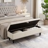 CAVINAS Cotton Linen Storage Ottoman Bench,59" Storage Bench with Button Tufted Top & Solid Wood Legs,Ottoman for Bedroom,Living Room,Hallway - 3 of 4