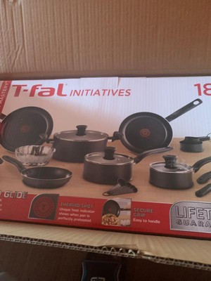 T-fal Initiatives Nonstick Cooking Set - Red/Black, 18 pc - Harris