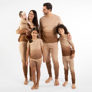Leveret Matching Family Pajamas – Tie Dye Ombre Beige Print – 100% Cotton – Customizable for Personalization - 1 of 4