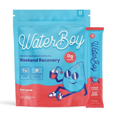 Waterboy Hydration + Weekend Recovery Vegan Dietary Supplement - Fruit Punch - 2.96oz/12ct