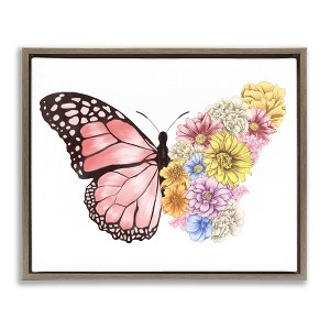 Stupell Industries Butterfly Floral Bouquet Wing Floating Frame Canvas Art - 1 of 4