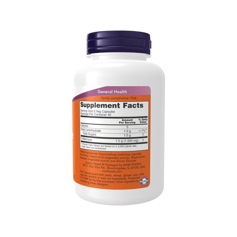Now Foods D-Mannose 500mg  -  120 Capsule, 2 of 3