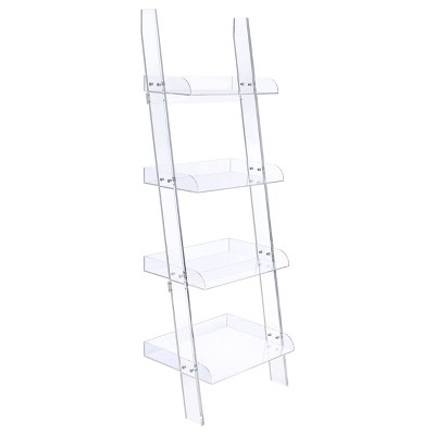 72.25" Amaturo 4 Shelf Acrylic Ladder Bookcase Clear - Coaster