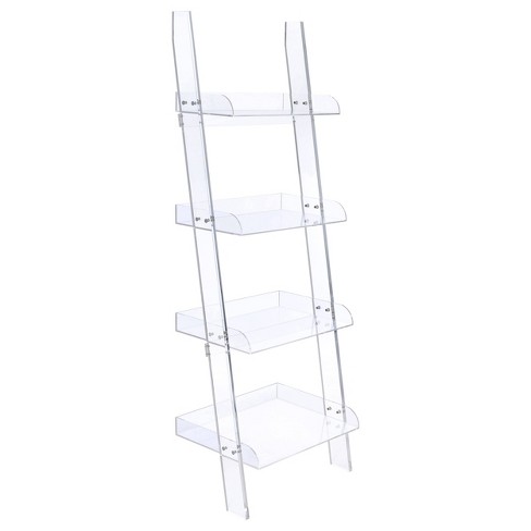 72.25 Amaturo 4 Shelf Acrylic Ladder Bookcase Clear - Coaster : Target