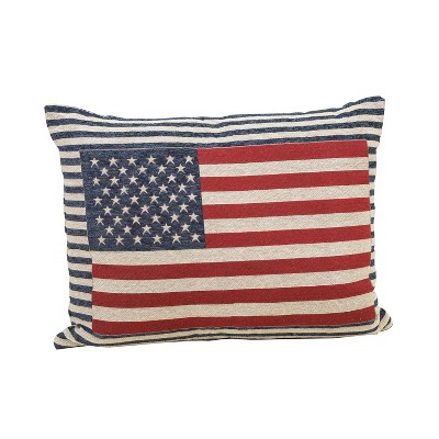 Gerson International 24-Inch Long Jacquard Patriotic Flag Throw Pillow