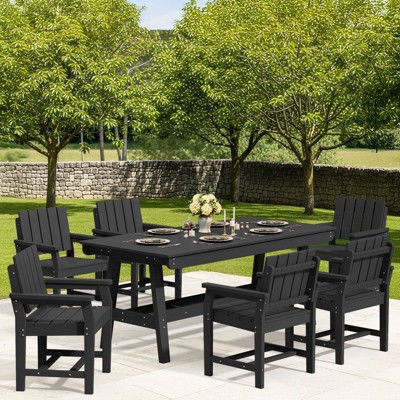 Hyleory HDPE Outdoor Dining Set, 7-Piece Patio Table and Chairs Set, Weather-Resistant Dining Furniture for Garden, Deck, or Patio