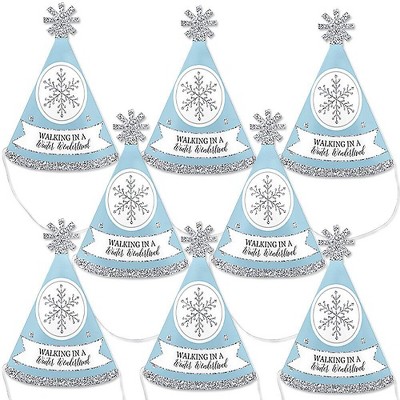 Big Dot of Happiness Winter Wonderland - Mini Cone Snowflake Holiday Party Hats - Small Little Party Hats - Set of 8