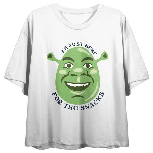 Shrek Here For The Snacks Crew Neck Short Sleeve Women's White Crop Top - 1 of 4