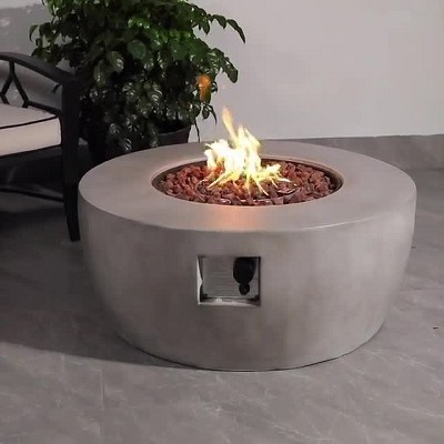 Gray 36" Round Concrete Propane Gas Fire Pit