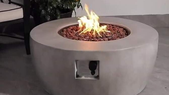 Modern 36&#34; Outdoor Bowl Round Propane Gas Fire Pit with Concrete Base - Teamson Home, 2 of 9, play video
