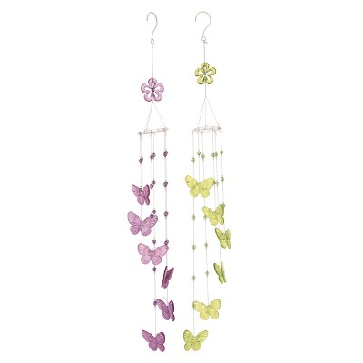Transpac Acrylic Butterfly Chime Set of 2 Spring Home Decorations