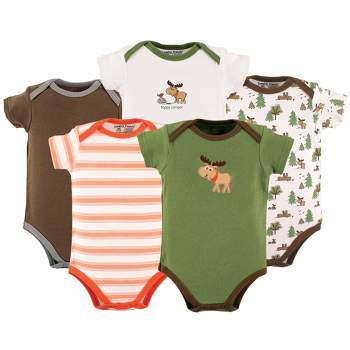 Luvable Friends Baby Boy Cotton Bodysuits 5pk, Moose