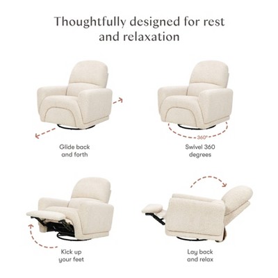 Almond Teddy Loop Swivel Recliner with Metal Frame