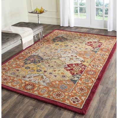 Heritage 4' x 6' Multi/Red Hand-Tufted Wool Area Rug