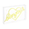 15" x 10.3" Bonjour Heart Contemporary Glam Acrylic Box USB Operated LED Neon Light Yellow - JONATHAN Y - 2 of 4