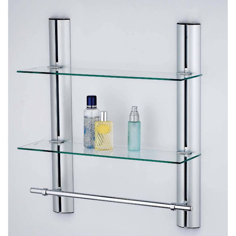 7&#34; x 20&#34; 2 Tier Adjustable Glass Shelf with Towel Bar Wall Shelf - Danya B., 6 of 7