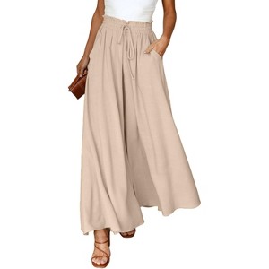 Clearlove Women's Summer Trousers Lightweight Casual Palazzo Wide Leg Trousers Leisure Trousers Elegant Solid Colour Trousers Wide Leg - 1 of 4