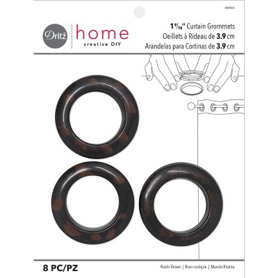 Dritz Set of 8 Home 1-9/16" Round Curtain Grommets Rustic Brown: Plastic Sewing Fasteners, Eyelets, Grommet Kit