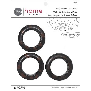 Dritz Set of 8 Home 1-9/16" Round Curtain Grommets Rustic Brown: Plastic Sewing Fasteners, Eyelets, Grommet Kit - 1 of 4