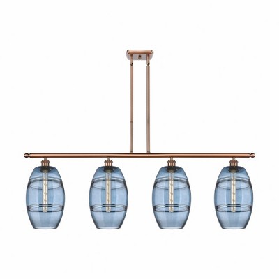 Vaz - 4 Light Stem Hung Island In Industrial Style-10.38 Inches Tall and 48 Inches Wide