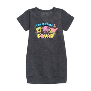 - SpongeBob SquarePants - 4th Grade Squad Graphic Short Sleeve Fleece Dress - 1 of 4