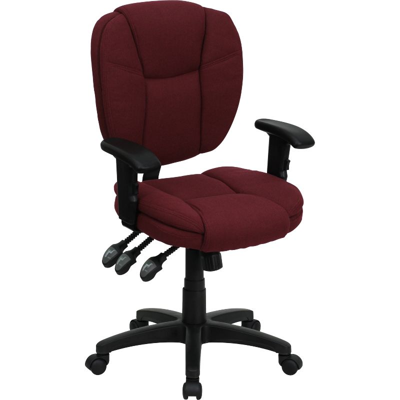 Flash Furniture Mid-Back Multifunction Swivel Ergonomic Task Office Chair with Pillow Top Cushioning and Adjustable Arms, 1 of 8