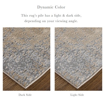 Aura Ivory Gold Gray Synthetic Runner Rug 2'10" x 7'10"