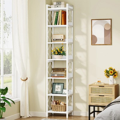 Hommoo 78.7 Inch Tall Narrow Corner Bookshelf