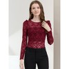 INSPIRE CHIC Women's Vintage Semi-Sheer Puff Long Sleeve Embroidery Lace Floral Blouse - 2 of 4