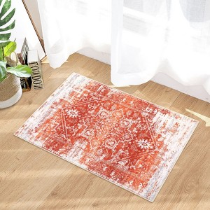 Machine Washable Area Rug Low Pile Vintage Ultra-Thin Non Slip Non Shedding Rugs Stain Resistant Foldable Indoor Carpet for Living Room Bedroom - 1 of 4