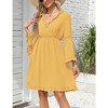 WhizMax 2024 Long Sleeve Dress for Women Wrap V-Neck Bell Sleeve A-line Knee Length Dress Ruffle Flowy Swing Dresses - 2 of 4