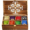 Wooden Tea Bag Storage Box with Carved Lid, 8-Compartment Tea Chest Organizer Spice Packets Container f - 4 of 4