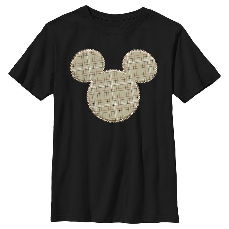 Boy's Disney Mickey Mouse Plaid Silhouette T-Shirt, 1 of 6