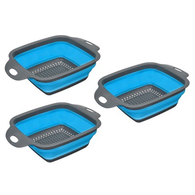 Unique Bargains Collapsible Colander Set Silicone Square Strainer With ...