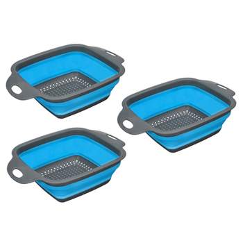 Unique Bargains Collapsible Colander Set Silicone Square Strainer with Handle Space Saving