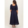 Pinkblush Navy Smocked Ruffle Square Neck Maternity Midi Dress - 4 of 4