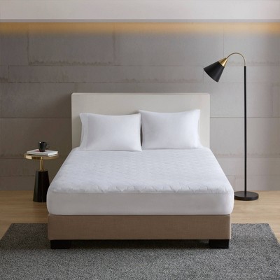 Luxurious King-Size All-Cotton Percale Quilted Mattress Pad, White