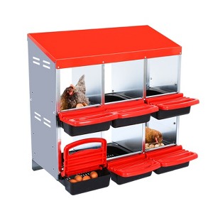 Chicken Nesting Boxes, Chicken Egg Laying Box with Chicken Perch, Roll Away Nest Box for Chicken Coop Hens Poultry - 1 of 4