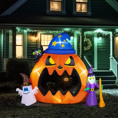 Angel Sar 6.9ft Pumpkin Inflatable Halloween Decoration with LED Lights Outdoor Halloween Decor for Yard Garden Party