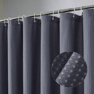 Long Fabric Shower Curtain Set Waffle Textured Bathroom Heavy Duty Hotel Spa Luxury Bath Curtain 230GSM 72x78 - 1 of 4