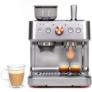 Cafe BELLISSIMO Semi Automatic Espresso Machine + Frother - Steel Silver - 1 of 4