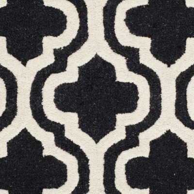 Black and Ivory Hand-Tufted Wool 8' x 10' Rug