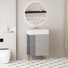 Whisen 21.6" Freestanding Bathroom Vanity with Ceramic Sink with Soft-Close Wave-Pattern Door and Open Left Side Storage - 3 of 4