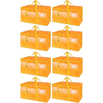 8-Pack Oversized Moving Bags with Reinforced Handles, Heavy-Duty Storage Tote for Clothes, Moving Supplies (Light Yellow)