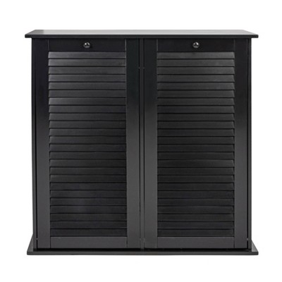 Black Tilt-Out Cabinet Laundry Sorter with Shutter Front