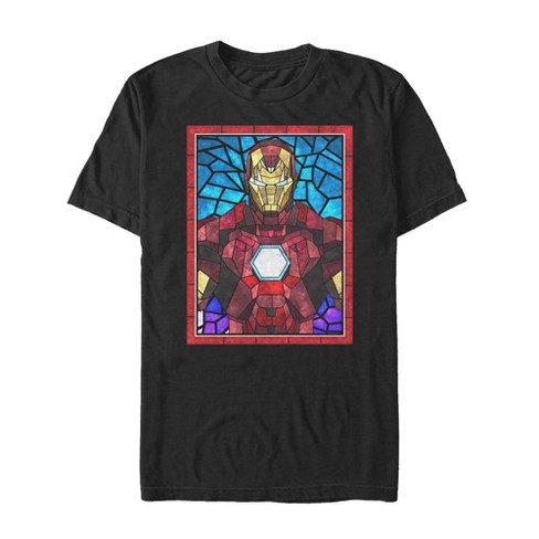Men's Marvel Iron Man Stained Glass T-Shirt - Black - 4X Large